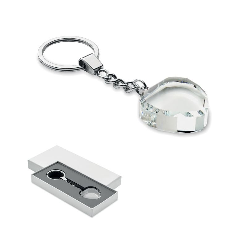 Porte-clés cœur en verre