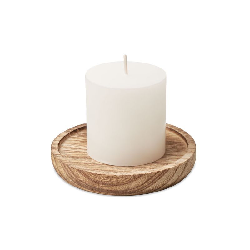 Bougie avec base en bois