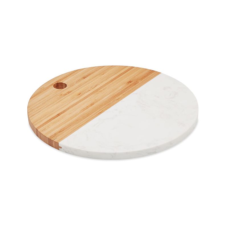 Planche ronde en marbre et bambou