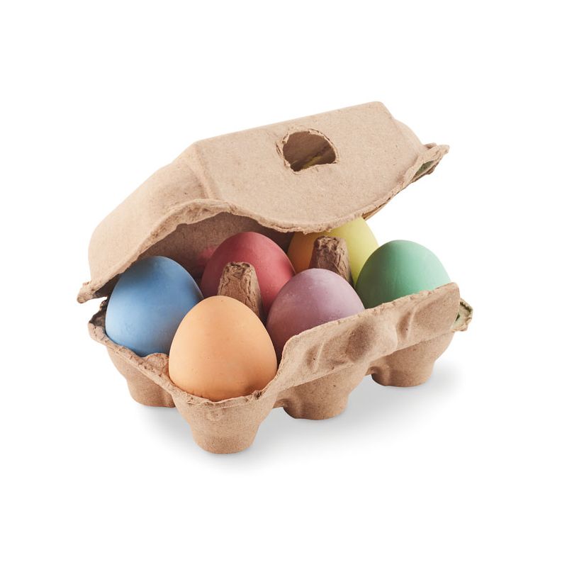 6 œufs en craie en boîte