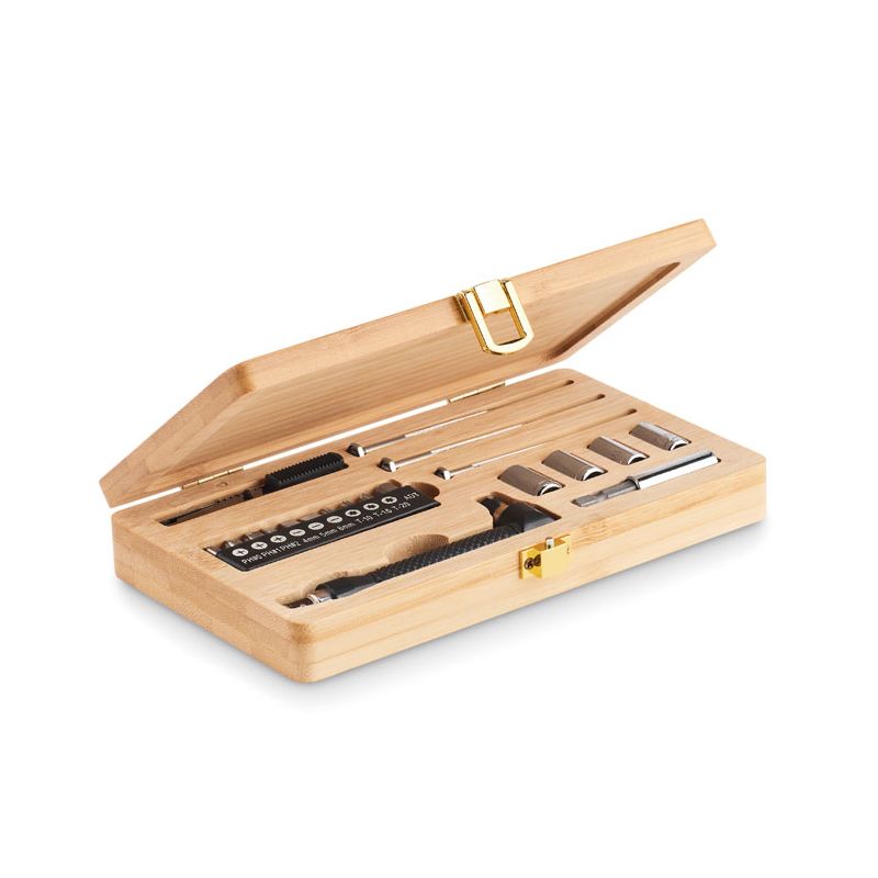 Set d'outils en coffret bambou