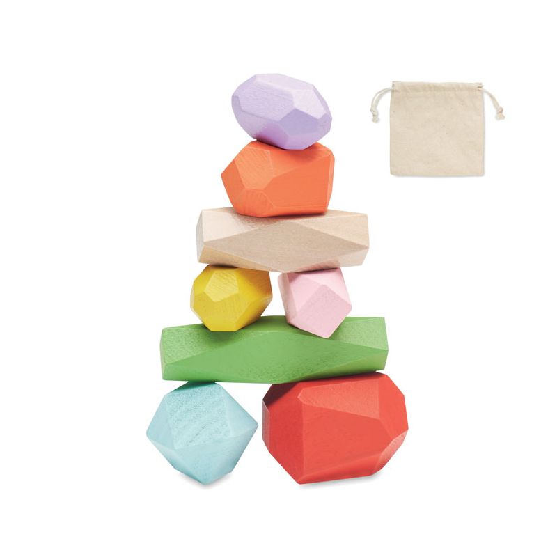 Ensemble de 8 pierres en bois dans une pochette