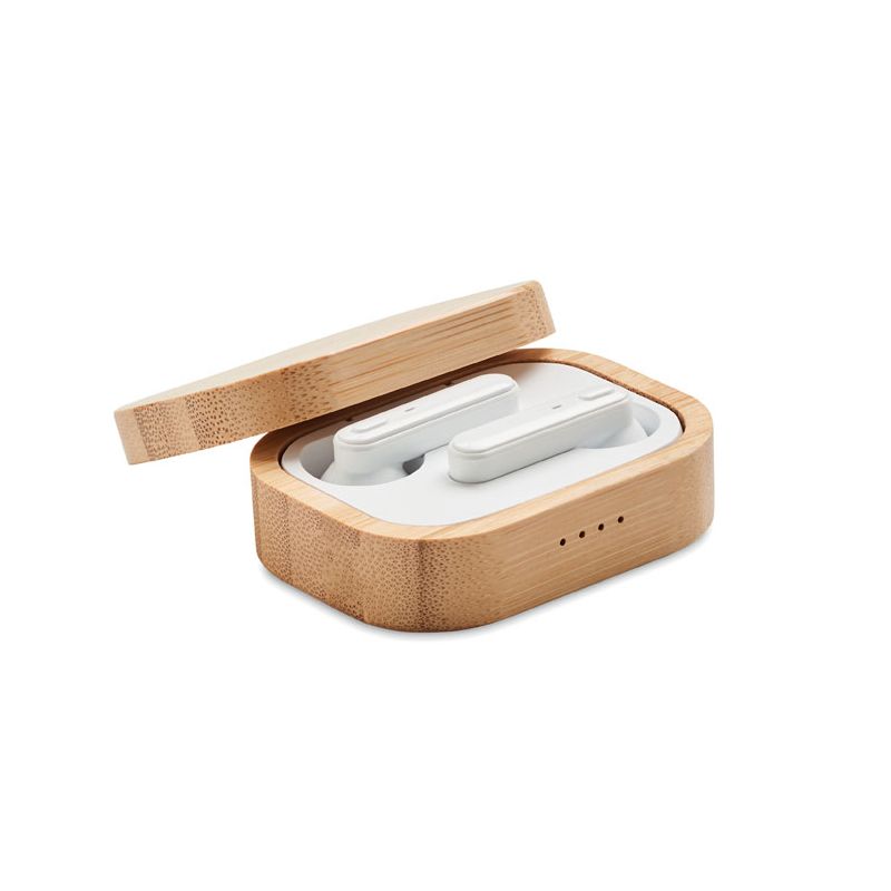 Écouteurs TWS en coffret en bambou