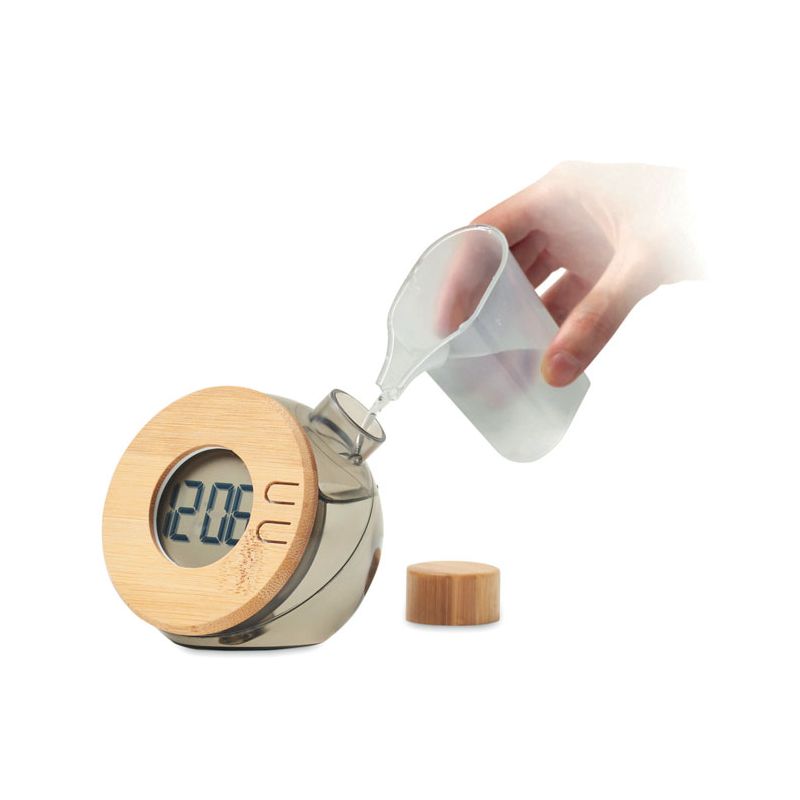 Horloge LCD en bambou à eau