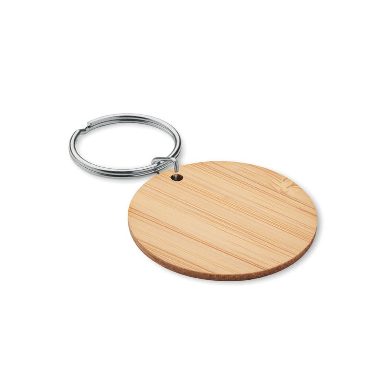 Porte-clés rond en bambou