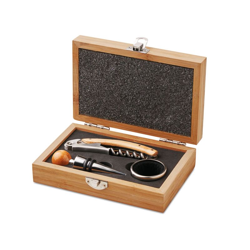 Set de vin en coffret en bambou