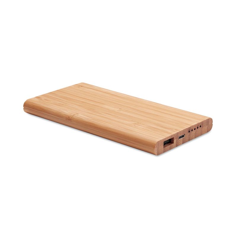 Batterie externe sans fil en bambou