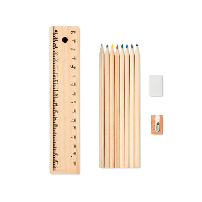 Set de 12 crayons avec étui en bois