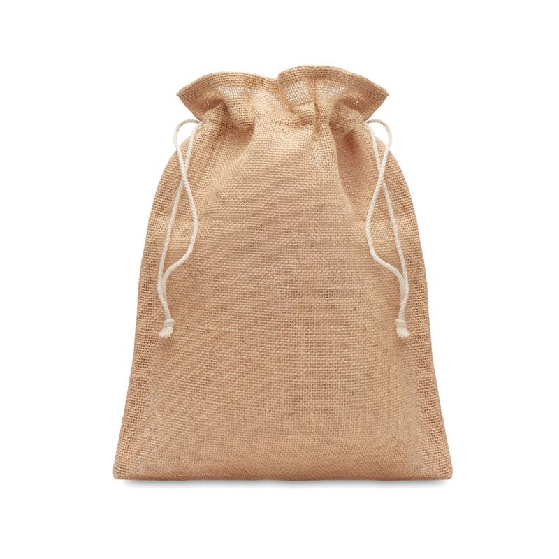 Petit sac cadeau en jute 14 x 22 cm