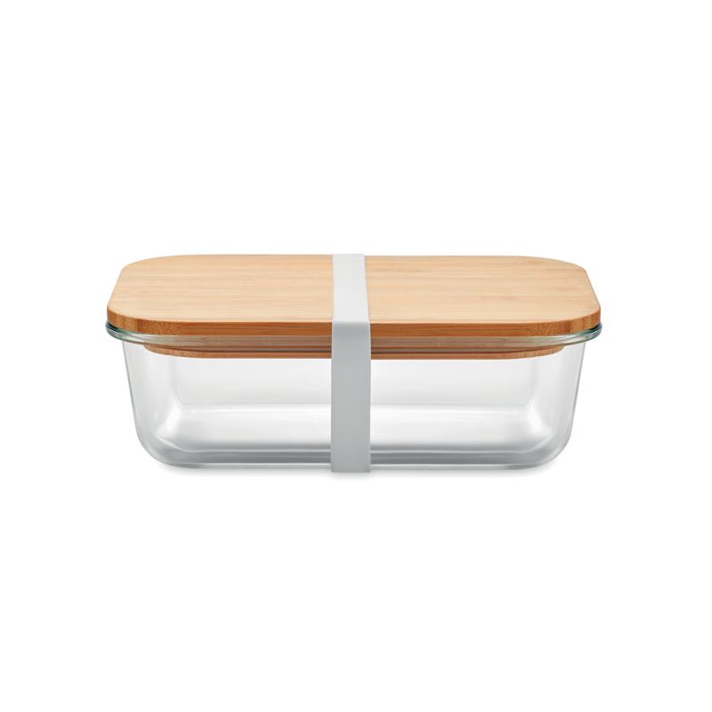 Boîte-repas en verre avec couvercle en bambou