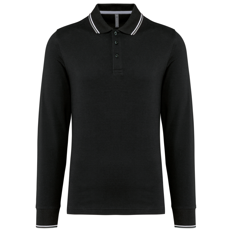 Polo en maille piquée à manches longues pour homme