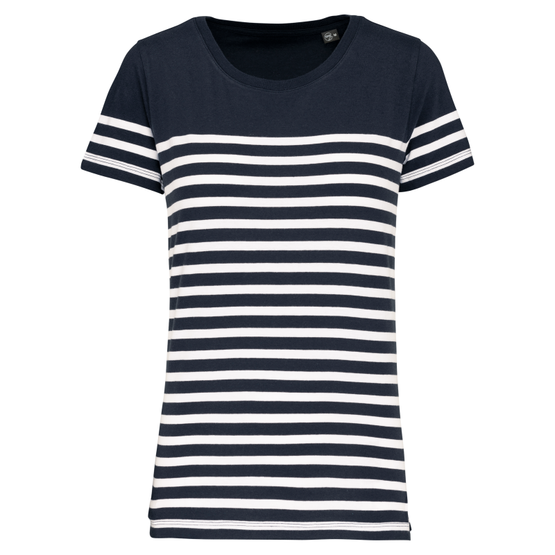 T-shirt style marin bio à col rond pour femme
