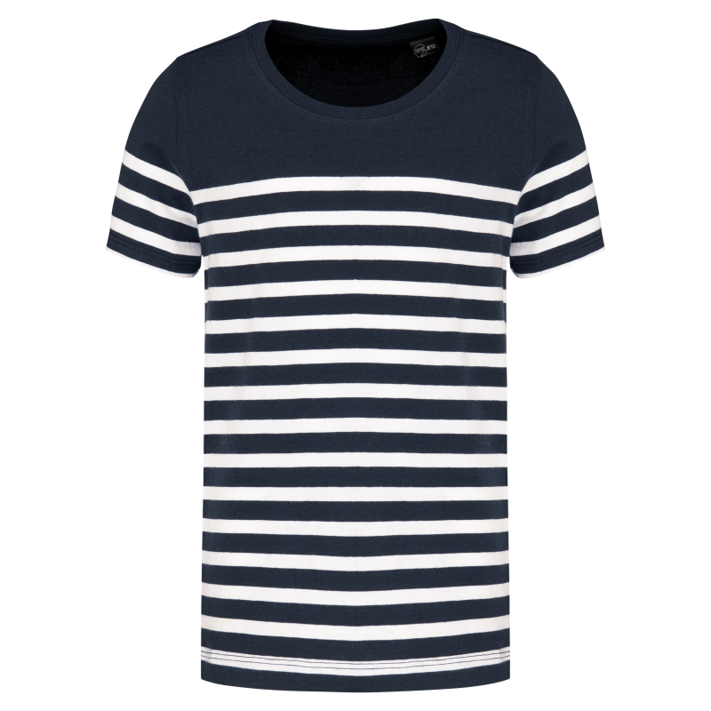 T-shirt style marin bio à col rond pour enfant