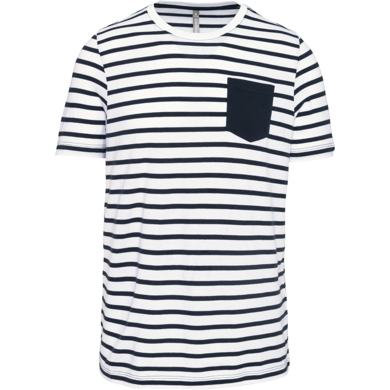 T-shirt à rayures marinière à manches courtes avec poche