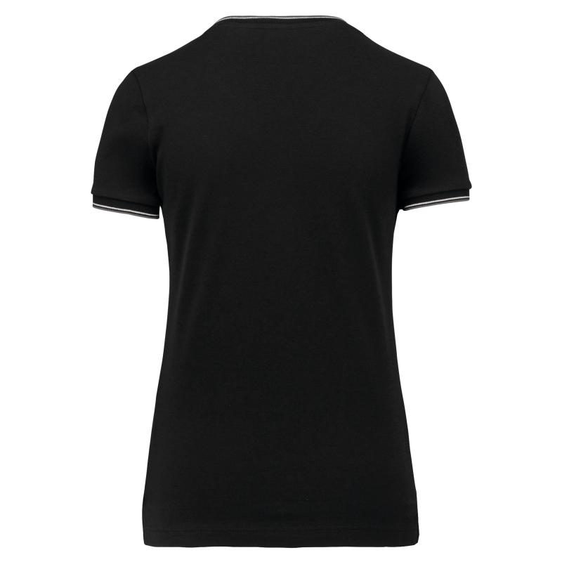 T-shirt en maille piquée pour femme à col en V