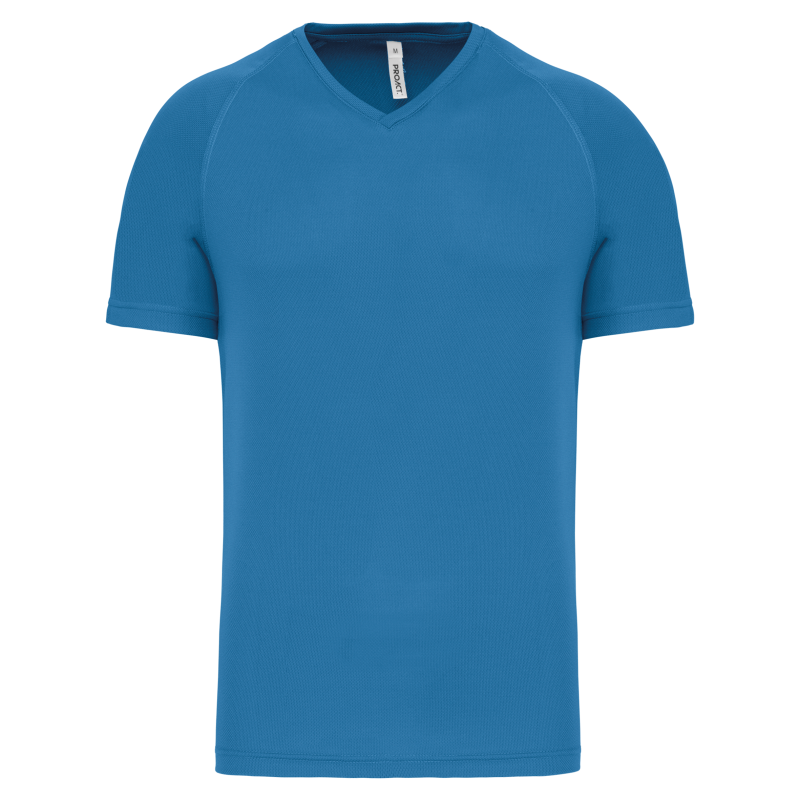 T-shirt de sport pour homme à manches courtes avec col en V