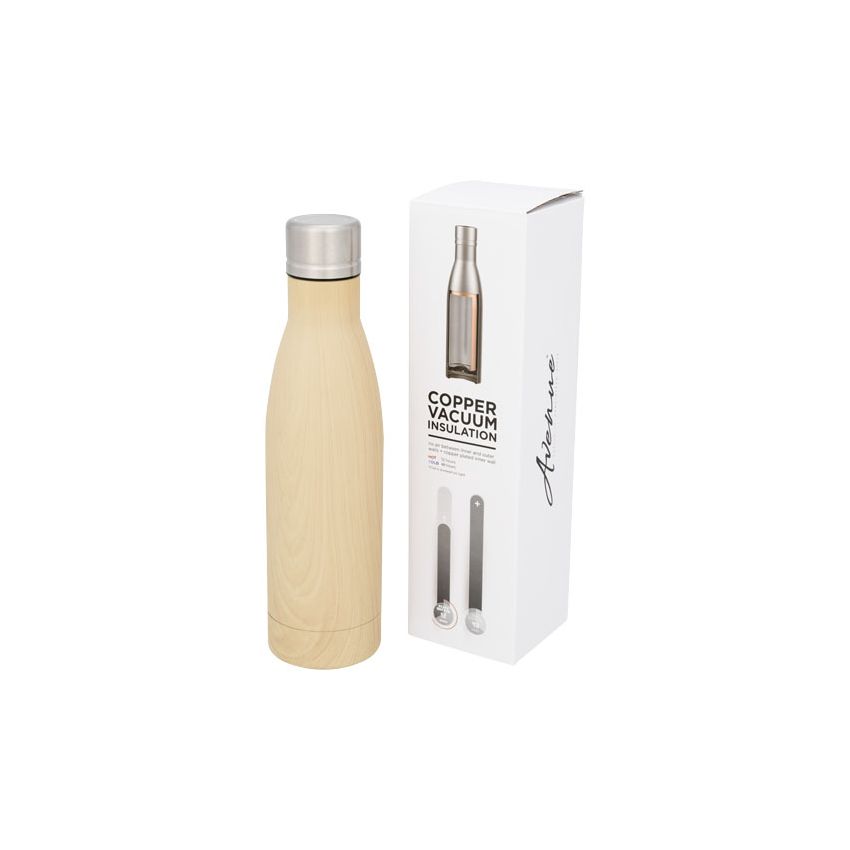 Gourde isotherme sous vide en cuivre aspect bois 500 ml