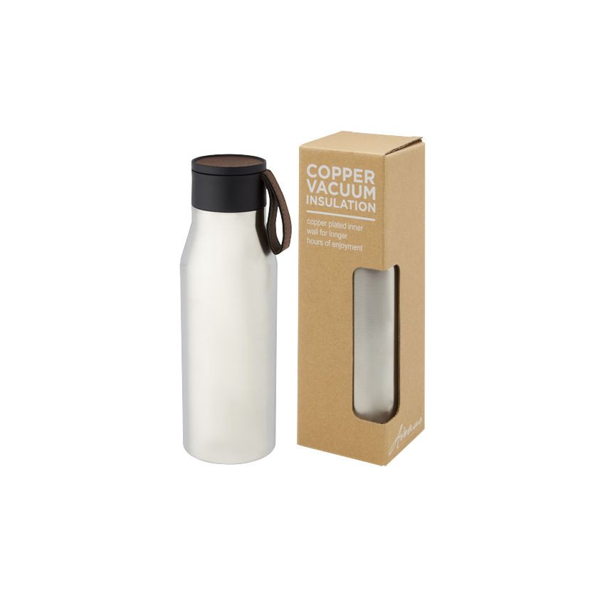 Bouteille de 500 ml en cuivre isolée sous vide en acier inoxydable avec sangle et bouchon en cuir PU 