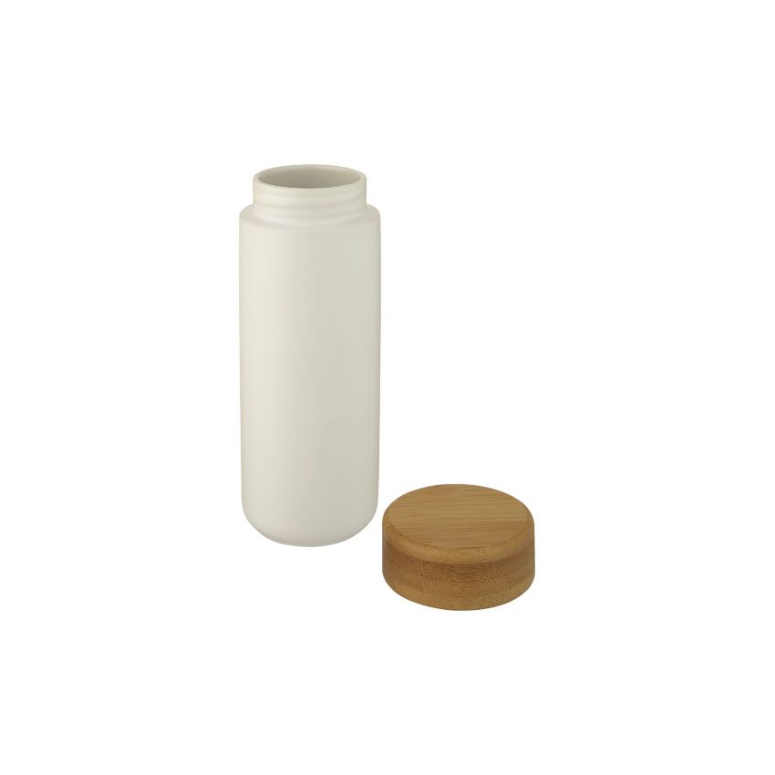 Tasse isotherme en céramique de 300 ml avec couvercle en bambou 
