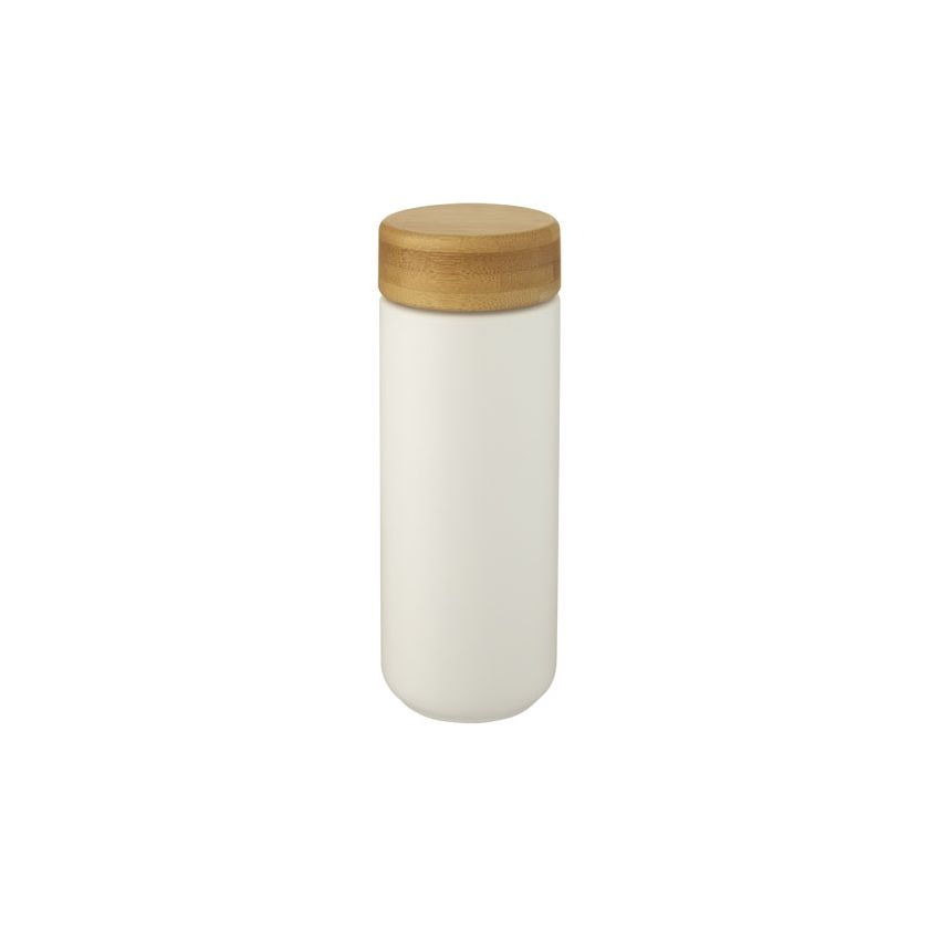Tasse isotherme en céramique de 300 ml avec couvercle en bambou 