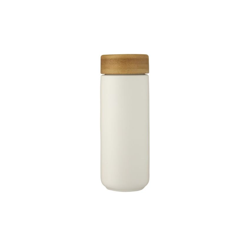 Tasse isotherme en céramique de 300 ml avec couvercle en bambou 