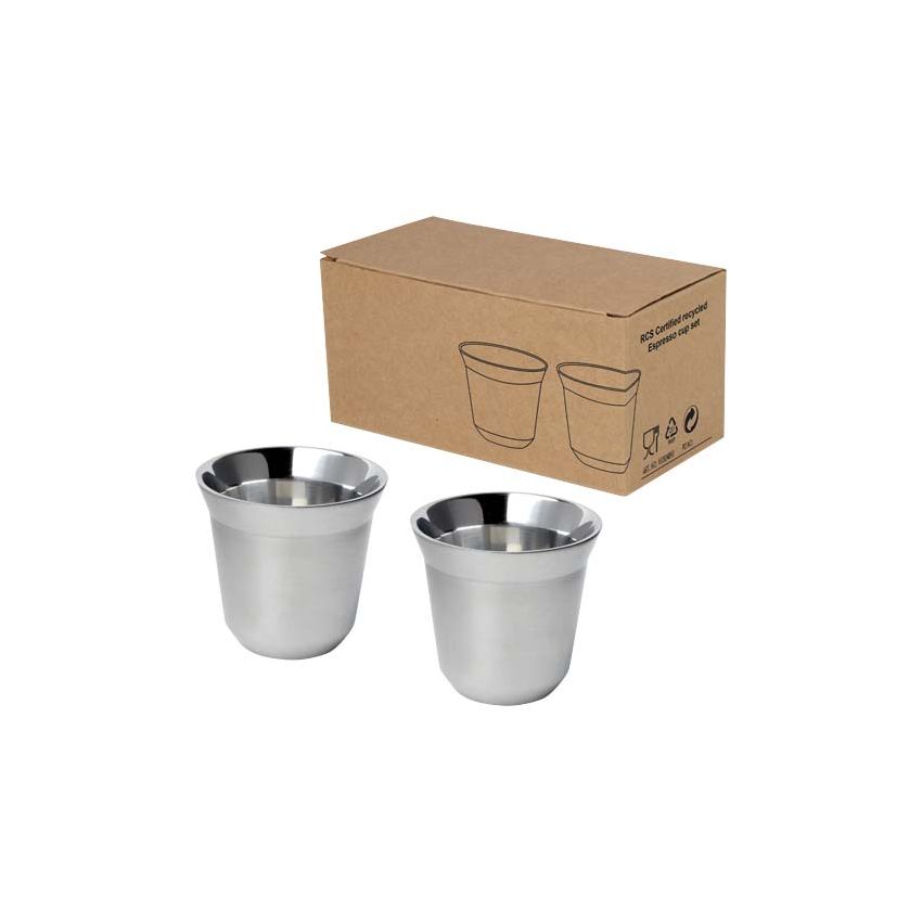 Ensemble de tasses à café expresso en acier inoxydable certifié RCS 80 ml 