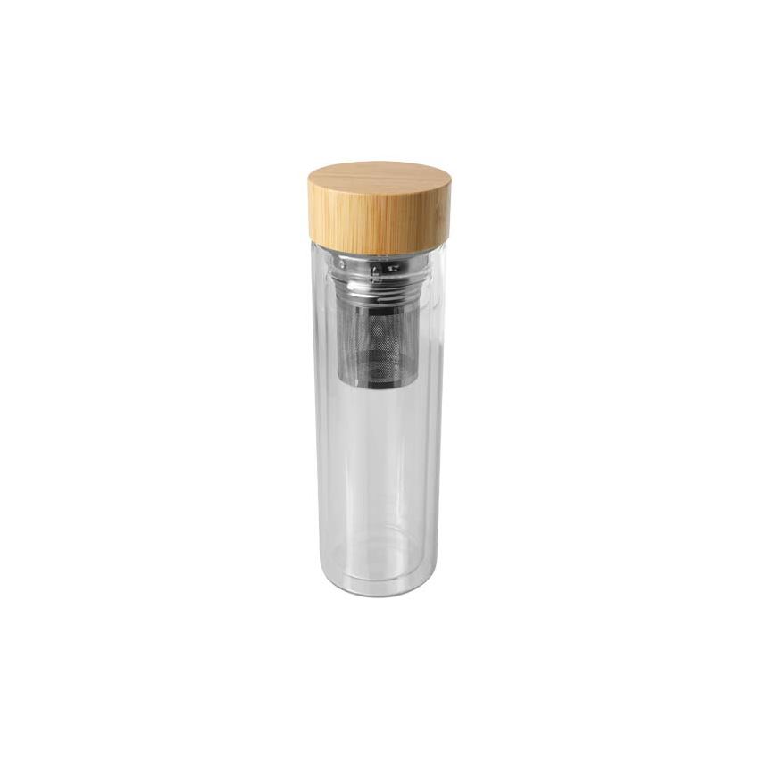 Infuseur en verre borosilicate de 400 ml avec couvercle en bambou 