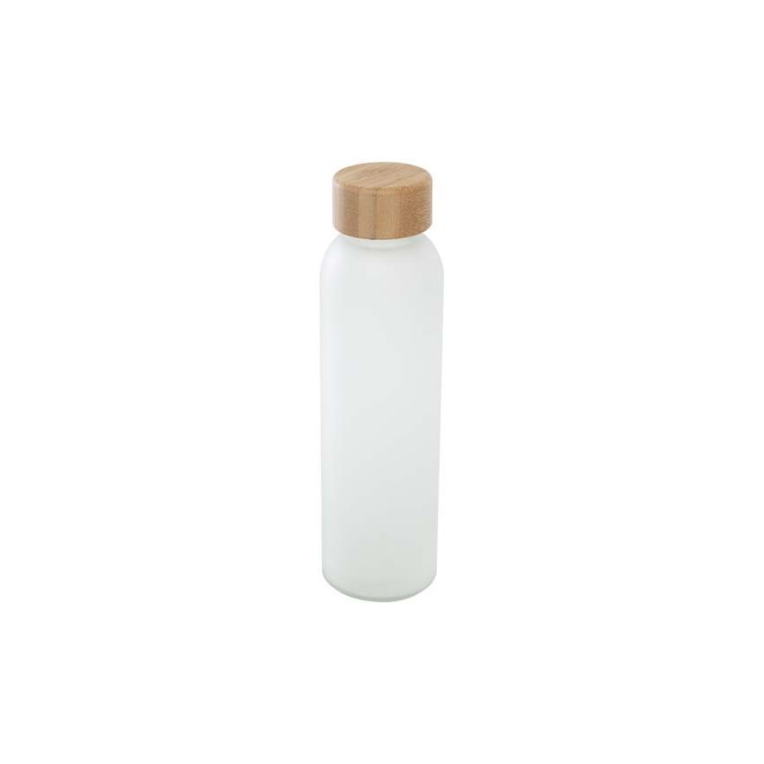 Bouteille en verre sodocalcique dépoli avec bouchon en bambou 500 ml 