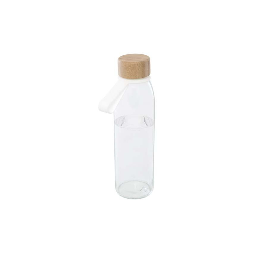 Bouteille d'eau en verre avec poignée en silicone et couvercle en bambou de 500 ml 