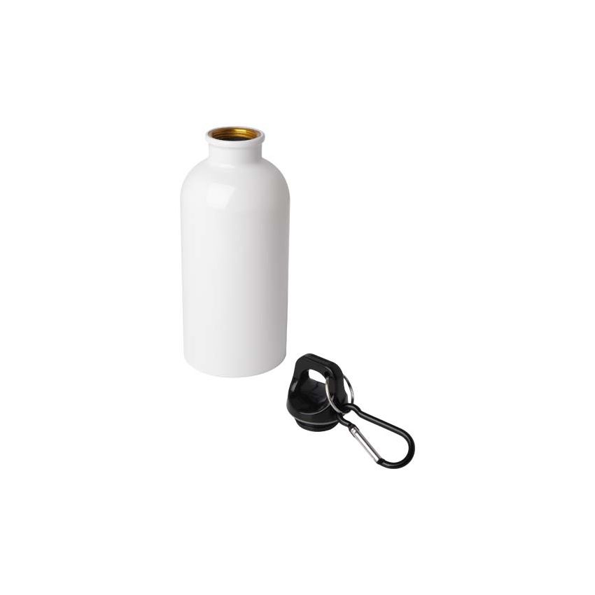 Gourde en acier inoxydable à simple paroi de 400 ml certifiée RCS avec mousqueton 