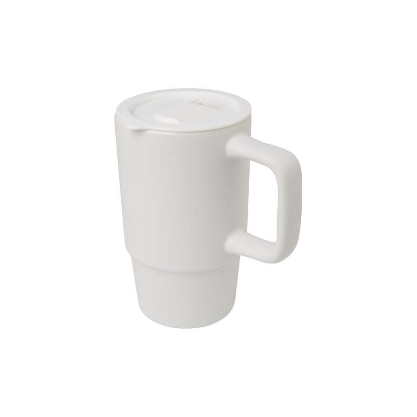 Mug en céramique de 450 ml avec couvercle en plastique 
