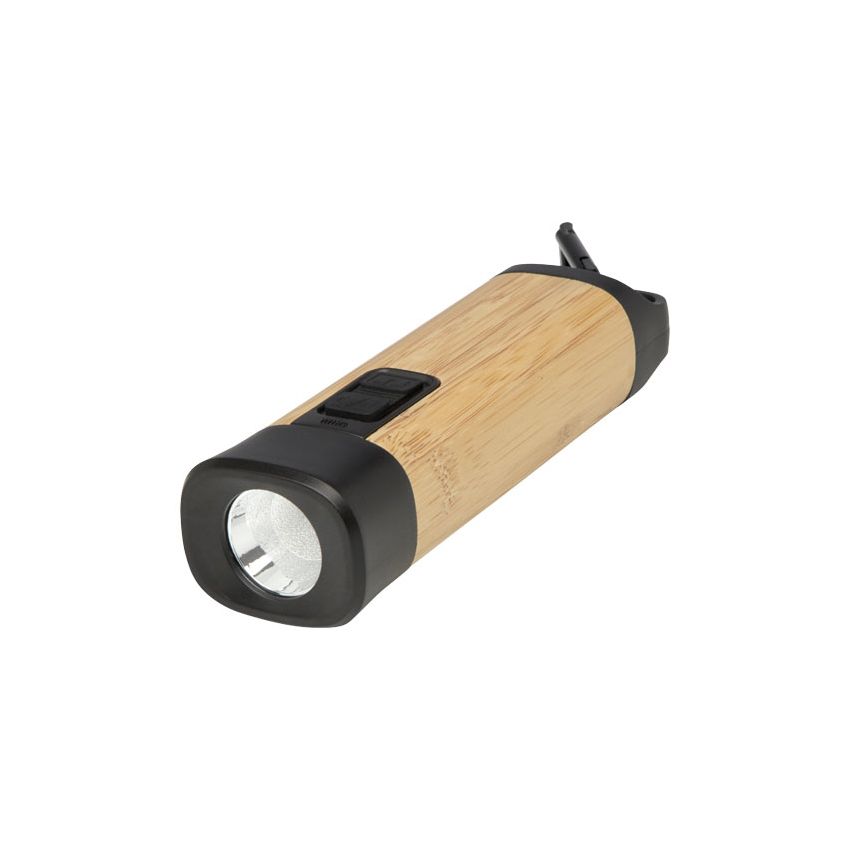 Lampe lanterne en bambou plastique recyclé/RCS avec mousqueton 