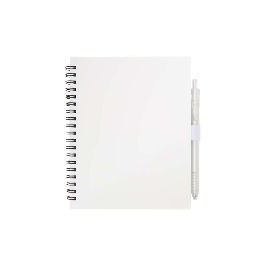Ensemble de bloc-notes à couverture souple et stylo-bille en plastique recyclé (encre bleue) 