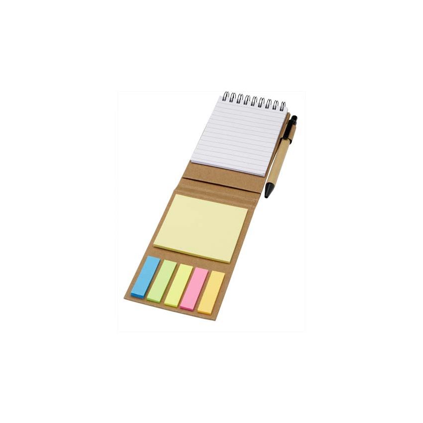 Bloco de notas adesivas com esferográfica 