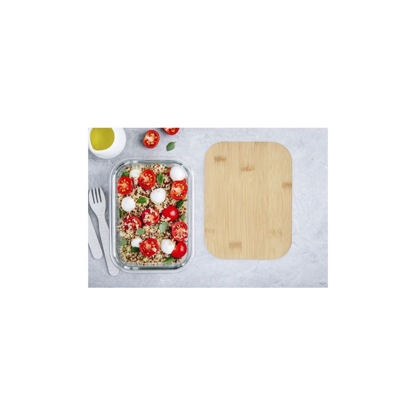 Lunchbox en verre avec couvercle en bambou 