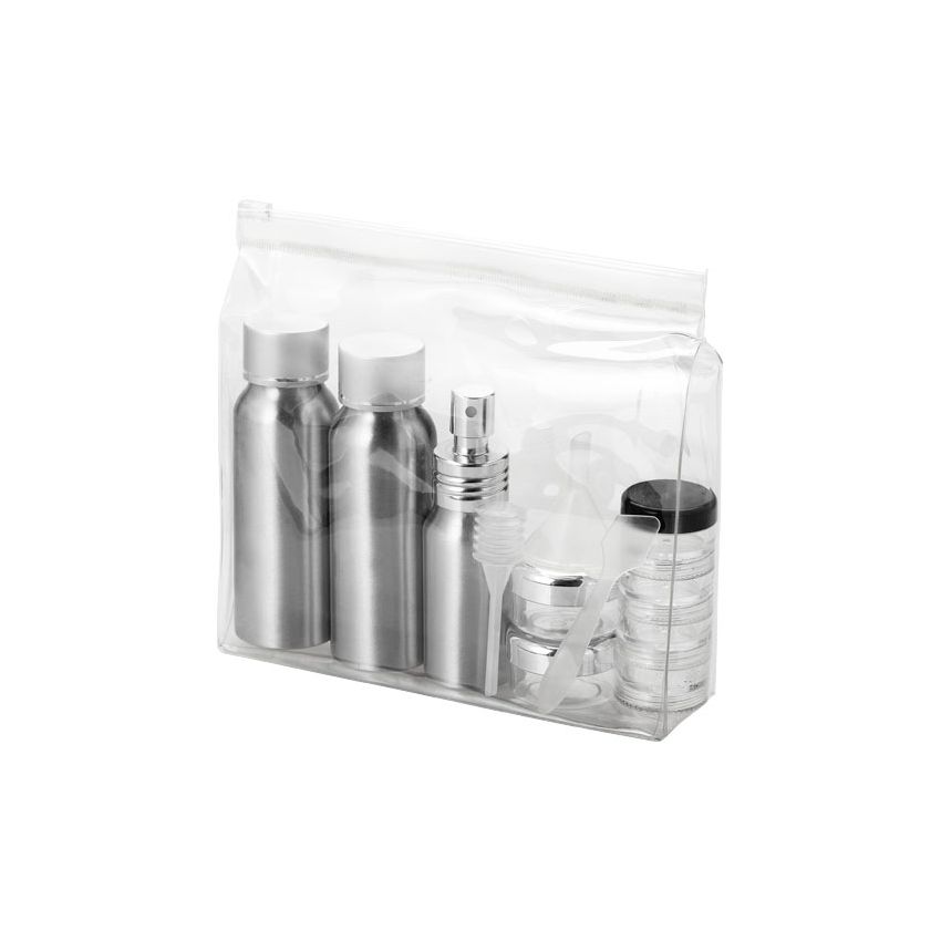 Trousse de voyage pour liquides en aluminium adaptée à l’avion