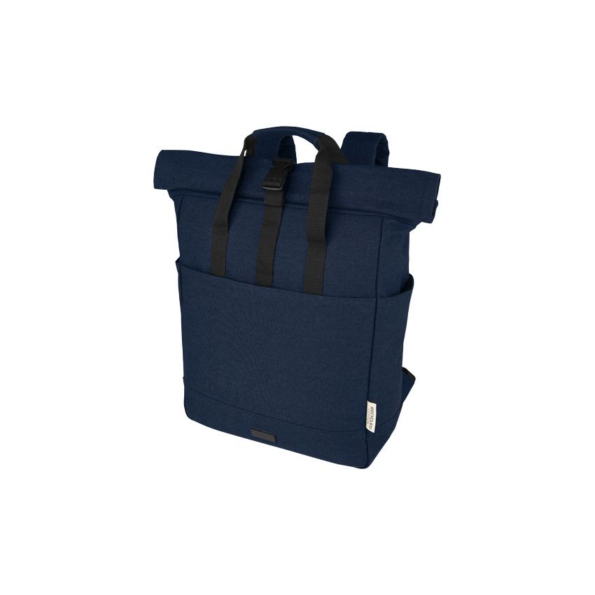 Sac à dos pour ordinateur portable GRS avec dessus roulé en toile recyclée 15