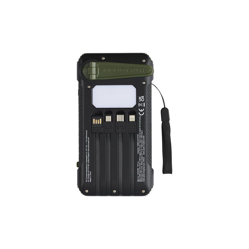 Batterie externe solaire avec dynamo de 10 000 mAh en plastique recyclé RCS 