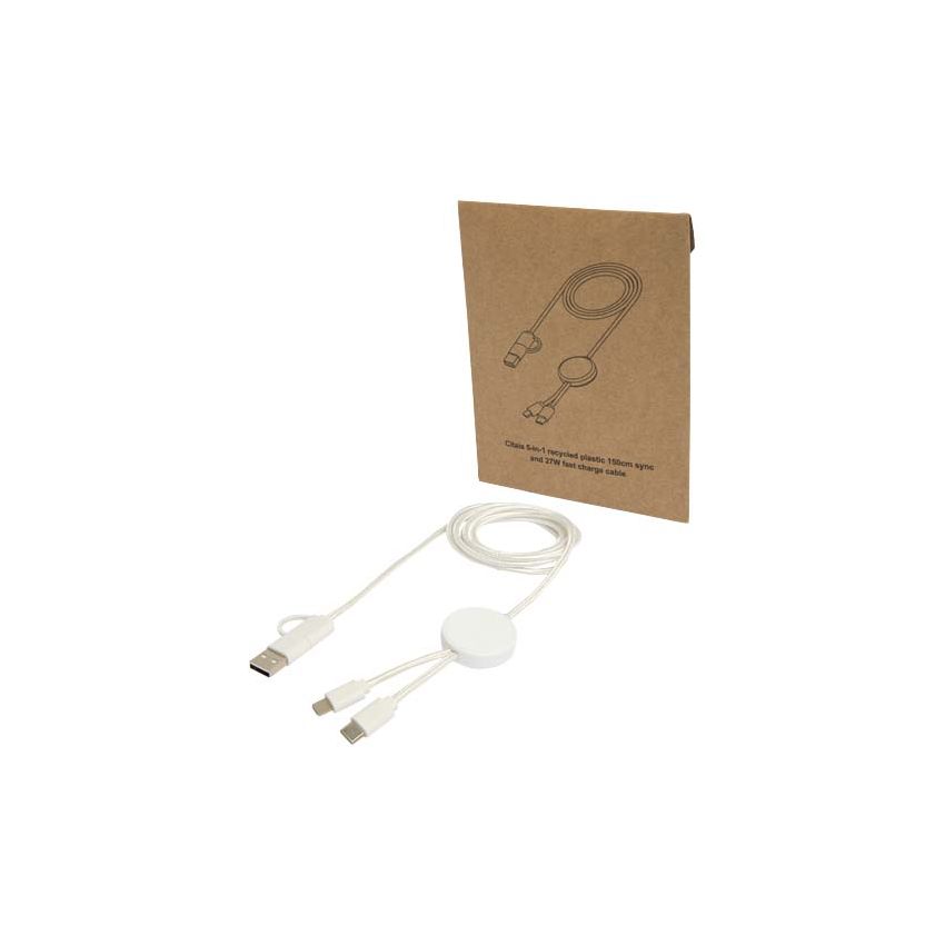 Câble de synchronisation de données et de charge rapide de 27 W de 150 cm en plastique recyclé 5-en-1 