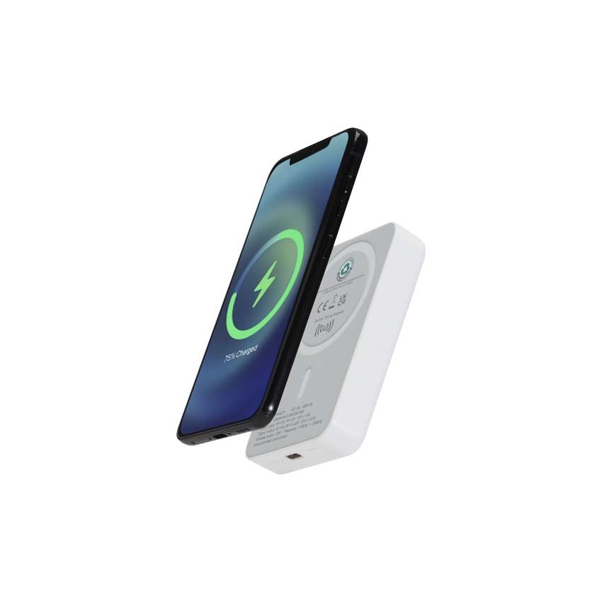 Batterie externe magnétique sans fil 10 000 mAh et 15 W avec PD 20 W - fabriquée en plastique recyclé 