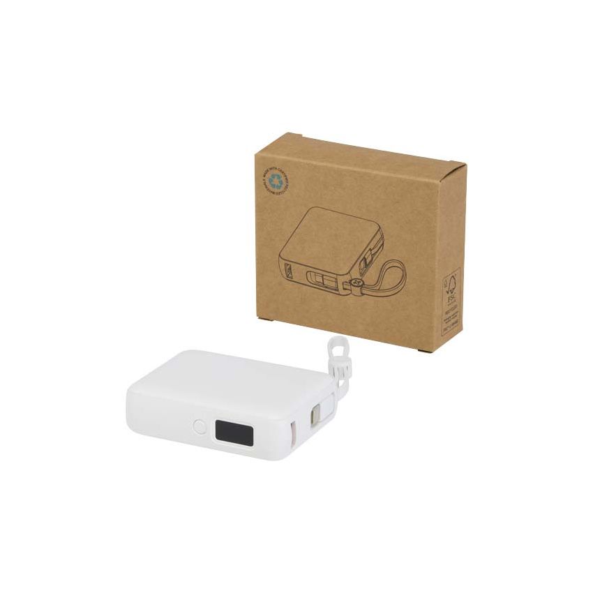 Batterie externe pour tablette de 10 000 mAh et 35 W avec câble Type-C intégré - en plastique recyclé 