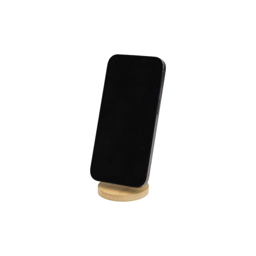 Support de téléphone magnétique pliable en plastique recyclé avec détails en bambou 
