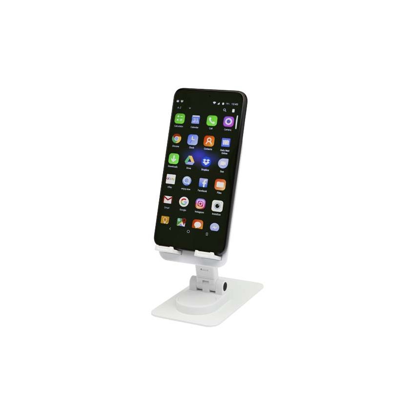 Support de téléphone pliable en plastique recyclé avec support de bureau en métal 