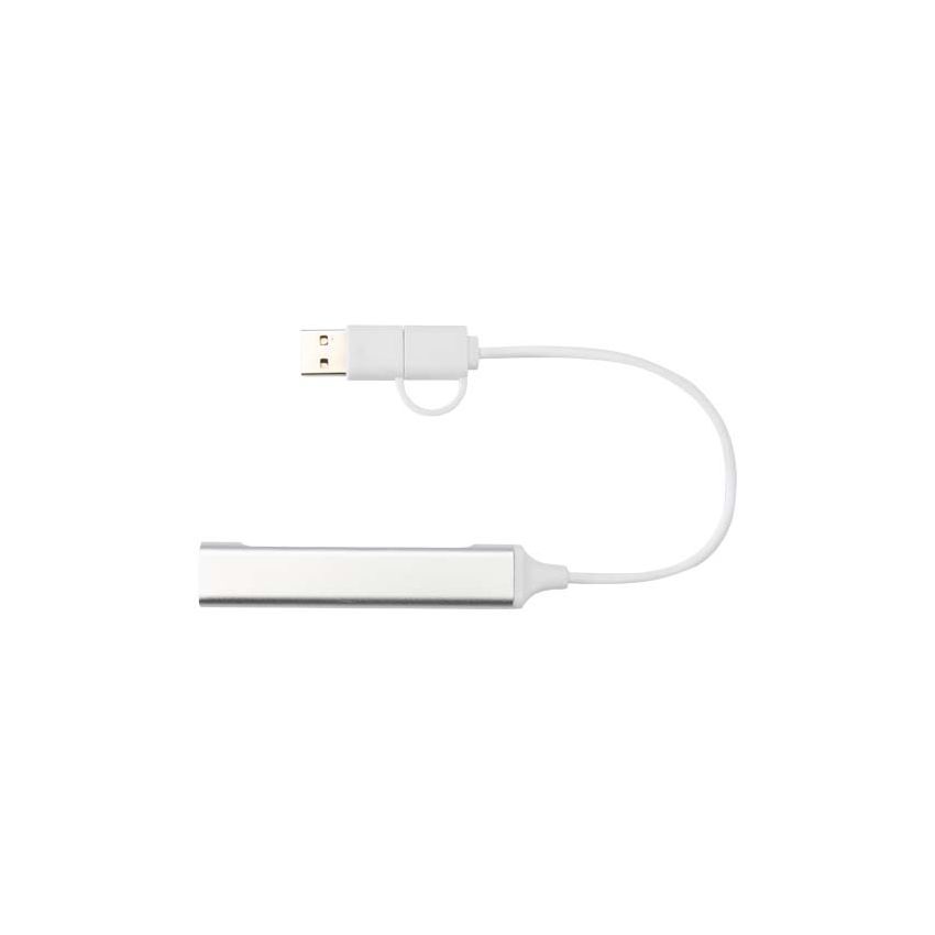 Hub USB-A et USB-C en aluminium recyclé à 4 ports avec double entrée « Alkaid »