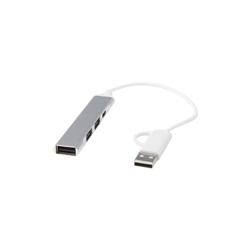 Hub USB-A et USB-C en aluminium recyclé à 4 ports avec double entrée « Alkaid »