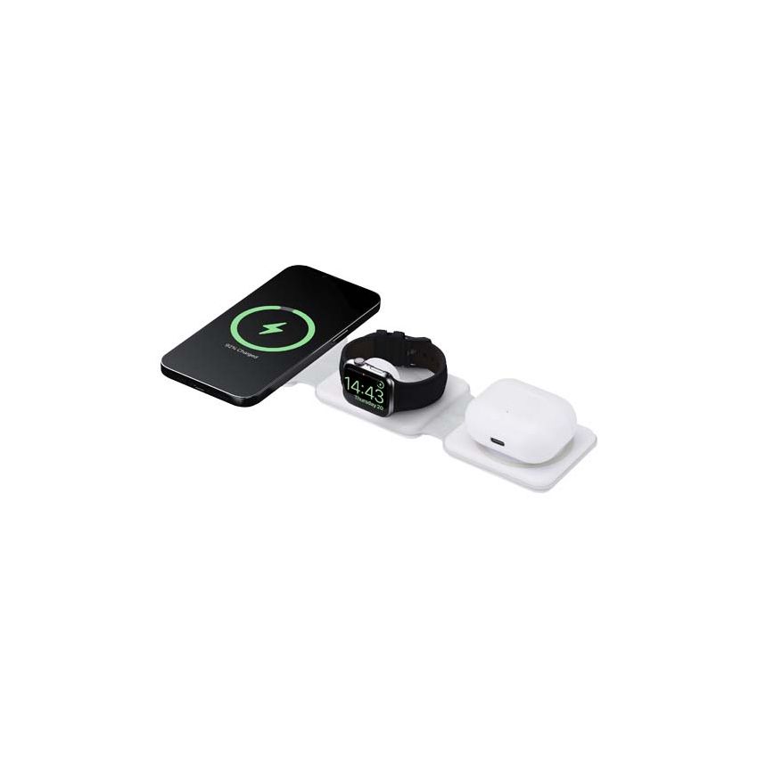 Chargeur sans fil pliable 3-en-1 de 15 W en plastique recyclé 