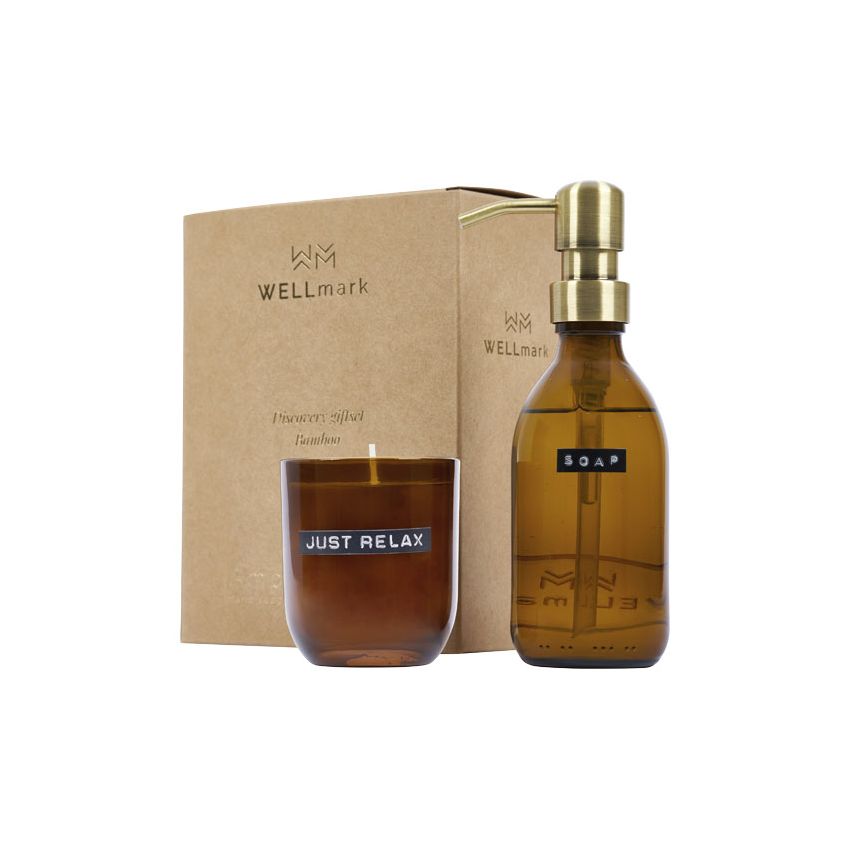 Ensemble de porte-savons et bougies parfumées Wellmark Discovery 200 ml et 150 g - parfum bambou