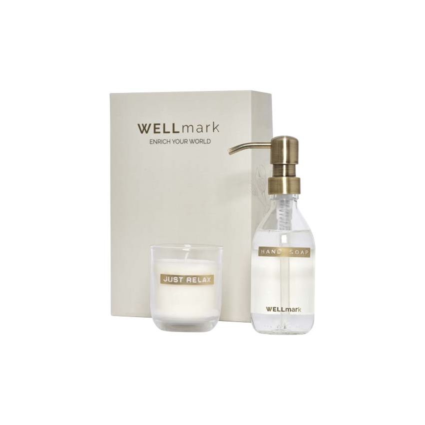 Distributeur de savon pour les mains de 250 ml et set de bougies parfumées de 150 g « Wellmark Discovery »