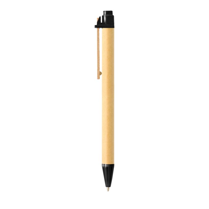 Stylo à bille en carton recyclé, avec clip en bois