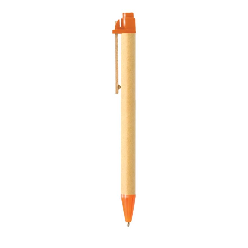 Stylo à bille en carton recyclé, avec clip en bois